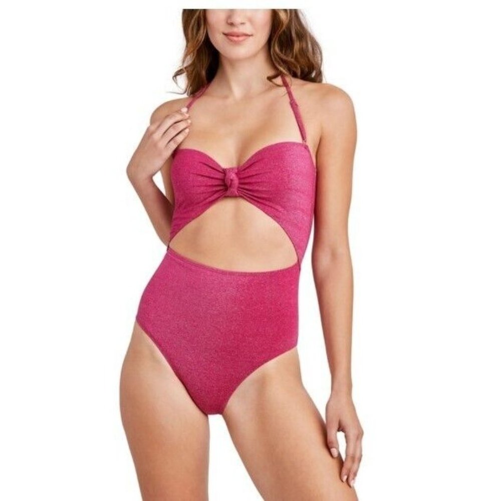 NWT BCBGeneration Stardust Keyhole One piece Swimsuit Womens Medium Pink